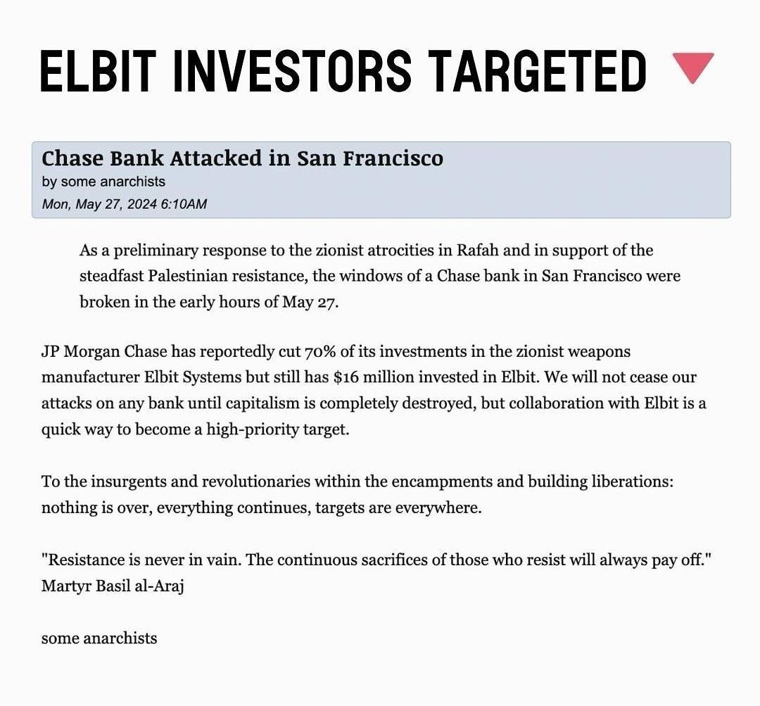 Elbit Investors Targeted in San Francisco