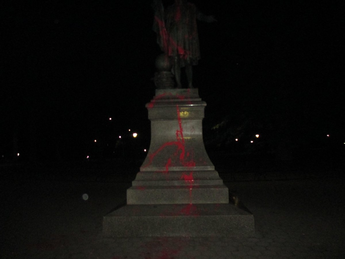 Central Park Columbus statue attacked in honor of Oct 7